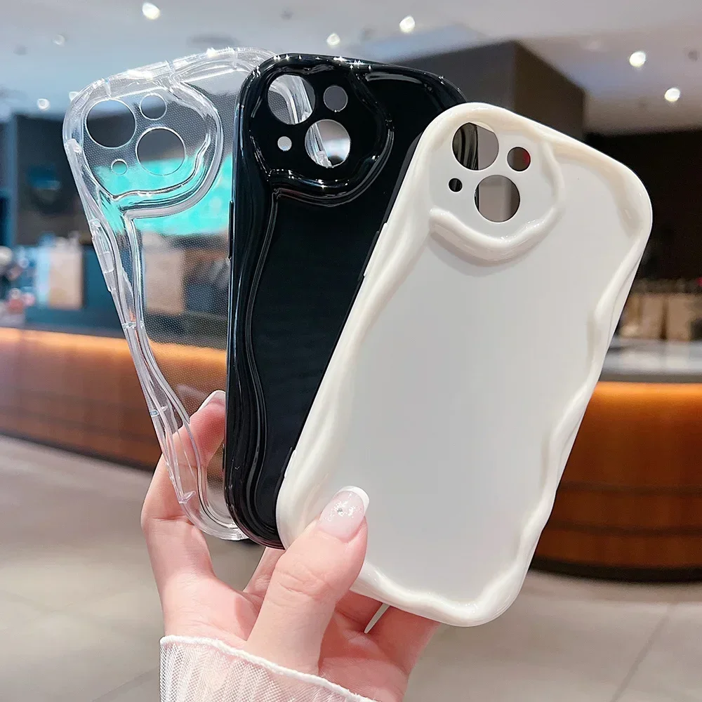

Wavy Phone Case For Samsung A54 A23 A14 A53 A34 5g A32 A52 A55 A35 Case Galaxy S23 S22 S24 Ultra S21 S20 FE Solid Color Cover