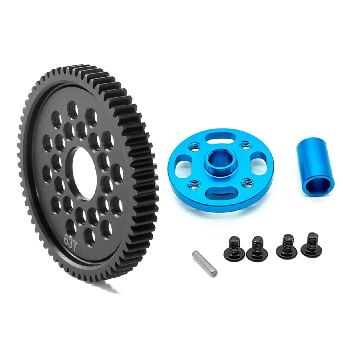 63T 54500 Spur Gear and Gear Mount High Speed Gear Set for Tamiya TT-02 TT02 1/10 RC Car Upgrade Parts