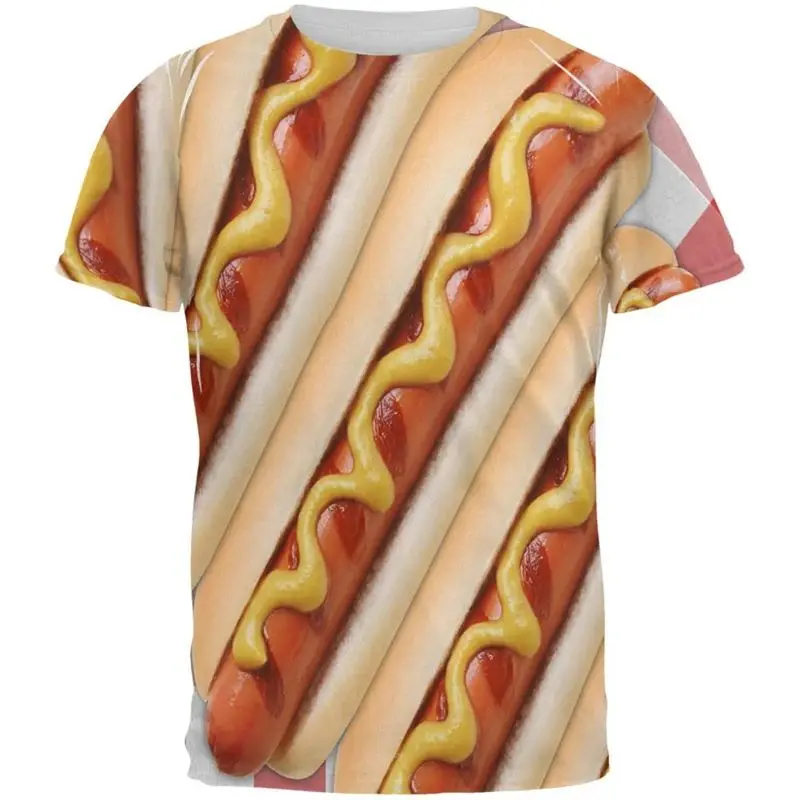 Fun Hot Dog 3d Printed Hip Hop T-Shirt Men Women Kids Casual Delicious Food Graphics Harajuku Style Streetwear Short Sleeve