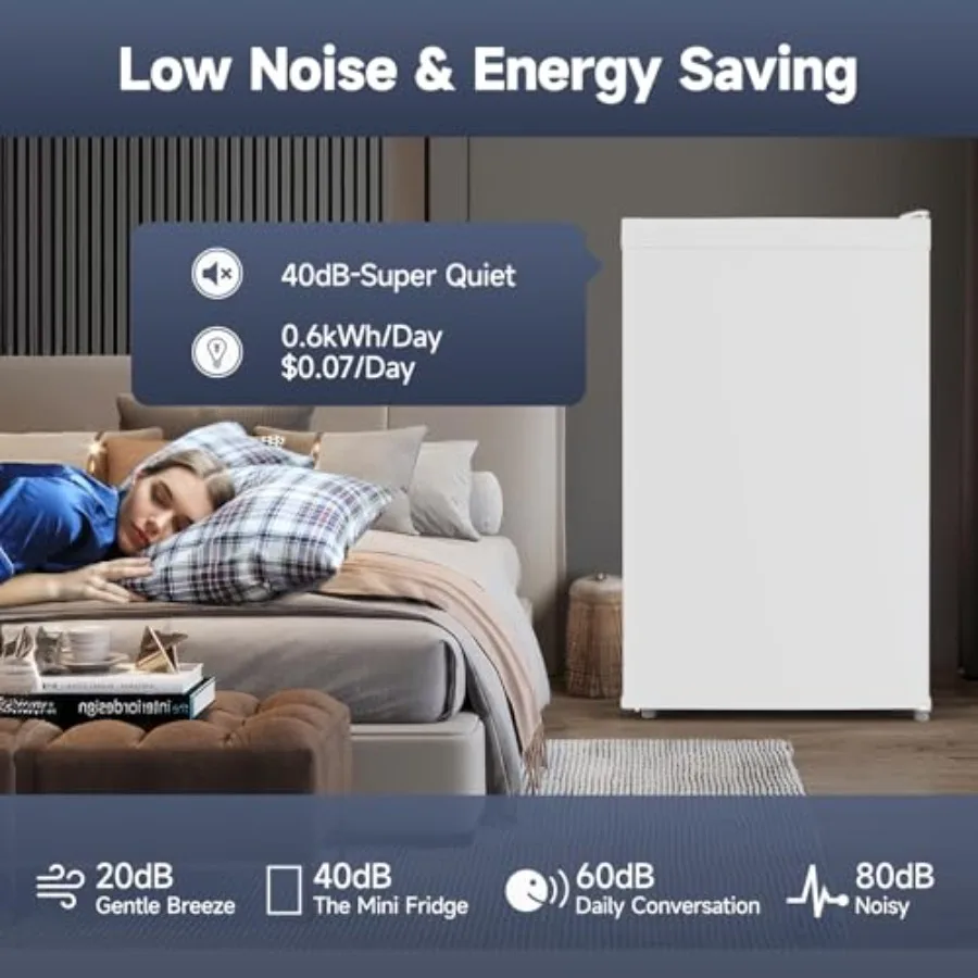 4.3 Cu.Ft Mini Fridge with Freezer Compact Single Door Mini Refrigerator with 7-Setting Temperature Control Removable Shelves C