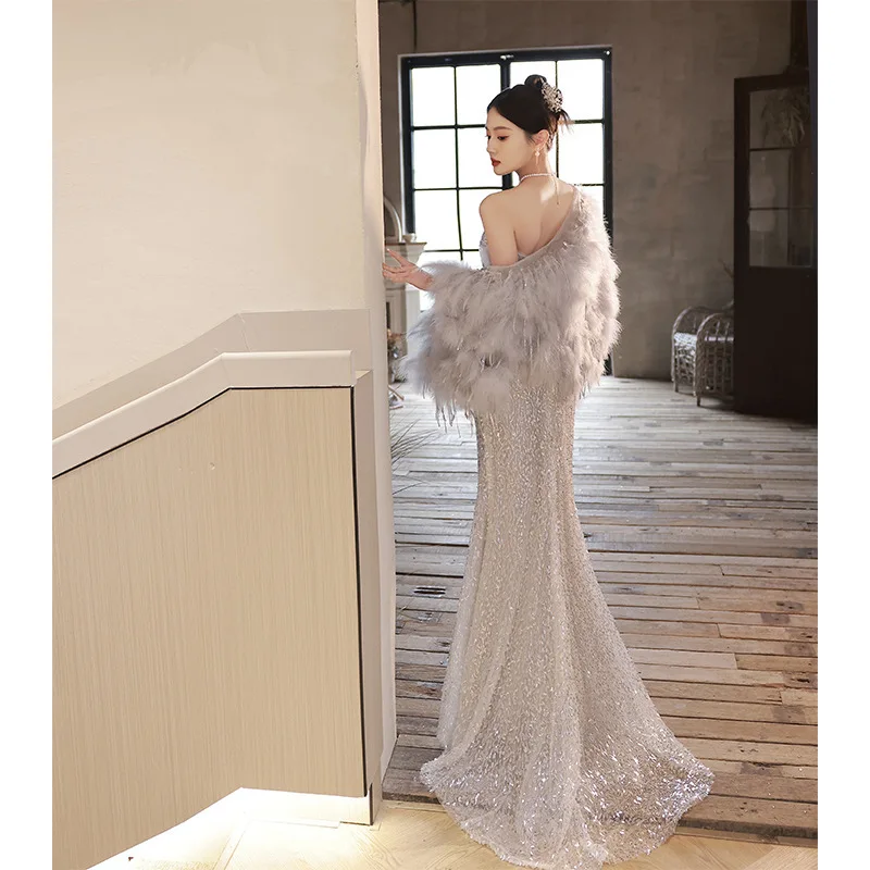 

Сексуальное вечернее платье с фантастическим хвостом, женское имя, женское платье с шилом, элитное легкое роскошное бальное блестящее бюстье Ele Dr