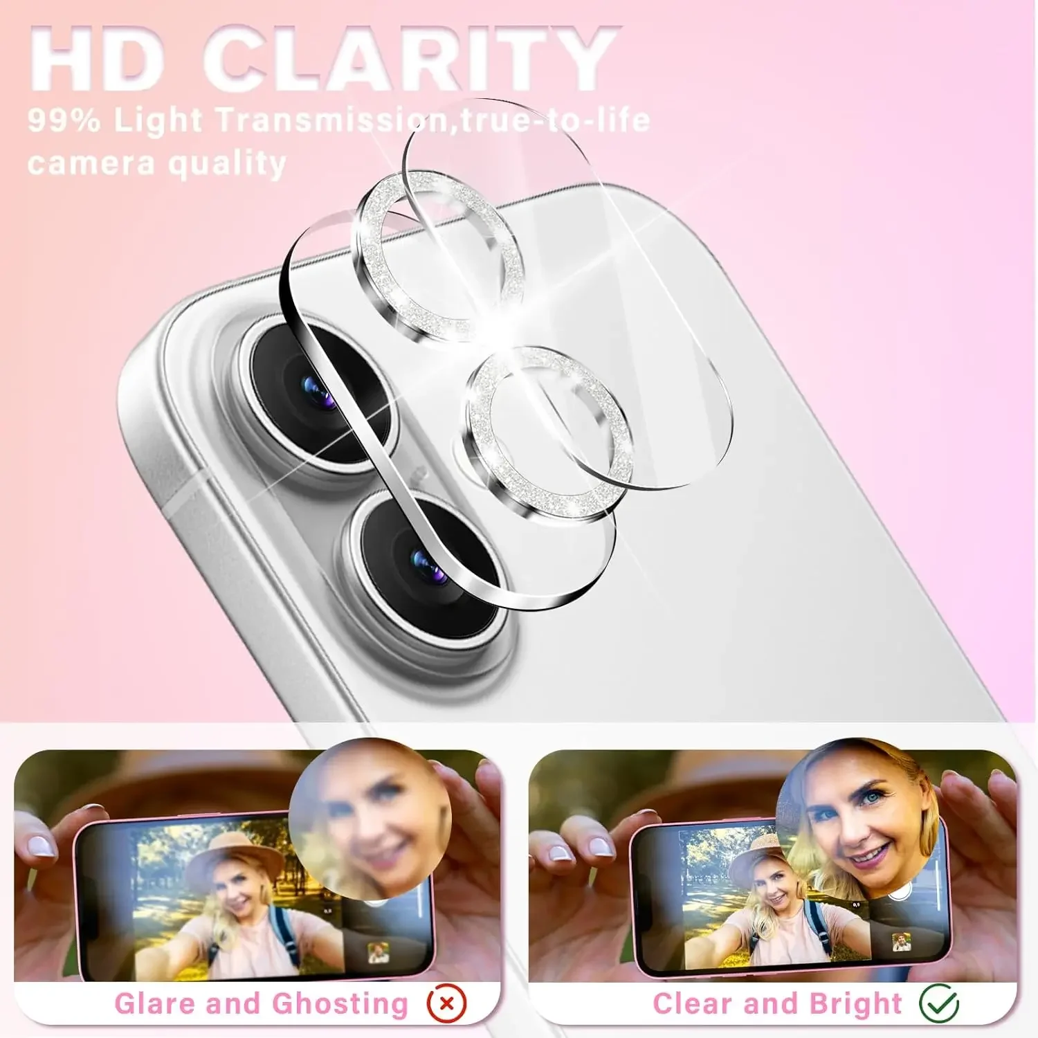 1-3PCS Shining Tempered Glass Camera Protectors for IPhone 17 17Pro 17Air 17ProMax HD Clear Hardness Lens Protective Cover - Image 2