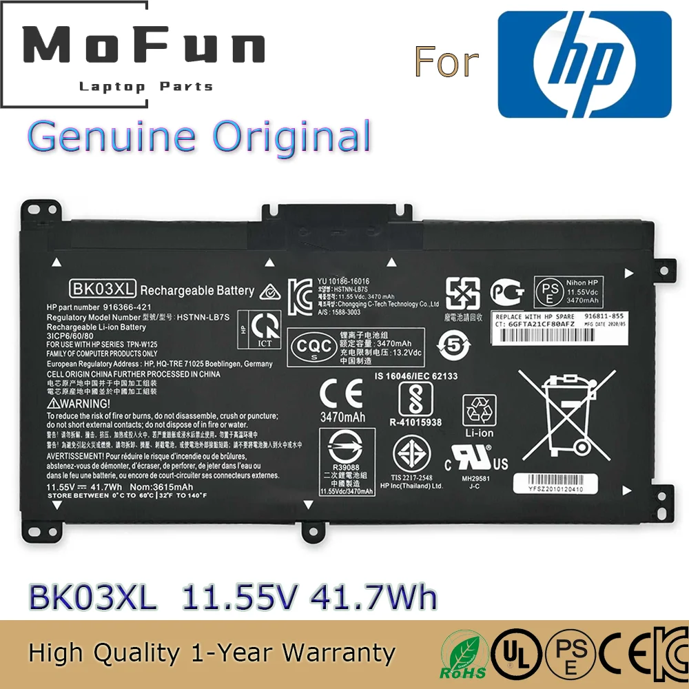 Brand New Original BK03XL 11.55V 41.7Wh Laptop Battery for HP Pavilion x360 14 14m HSTNN-LB7S HSTNN-UB7G