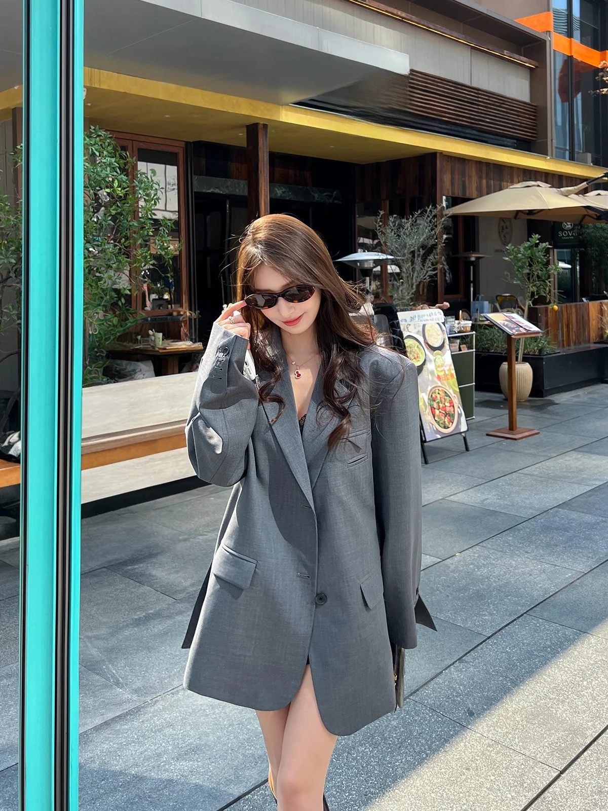 

Elegant Loose Women's Suit Jacket Spring Autumn Commute Versatile Slimming Drapey Single Button Breathable Polyester Fiber