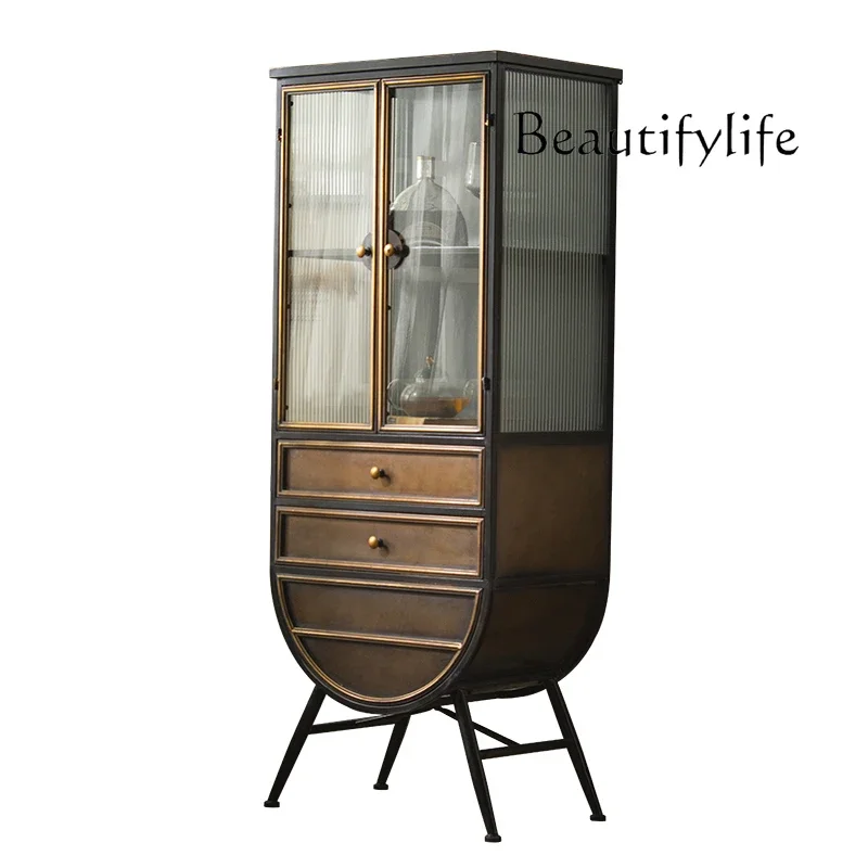 

American chest wrought iron retro industrial style storage cabinet living room TV side cabinet household wine cabinet