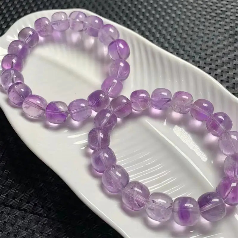 13MM Natural Amethyst Bead Bracelet Charms Handmade Fortune Energy Bangle Mineral Woman Amulet Jewelry Gift 1PCS