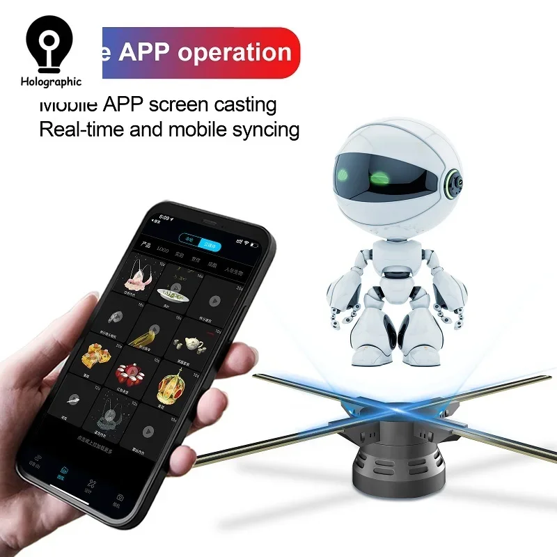 65cm 3D Fan Hologram Projector Wifi Led 3D Display Advertising logo Light Remote Advertise Display Light Logo Lamp