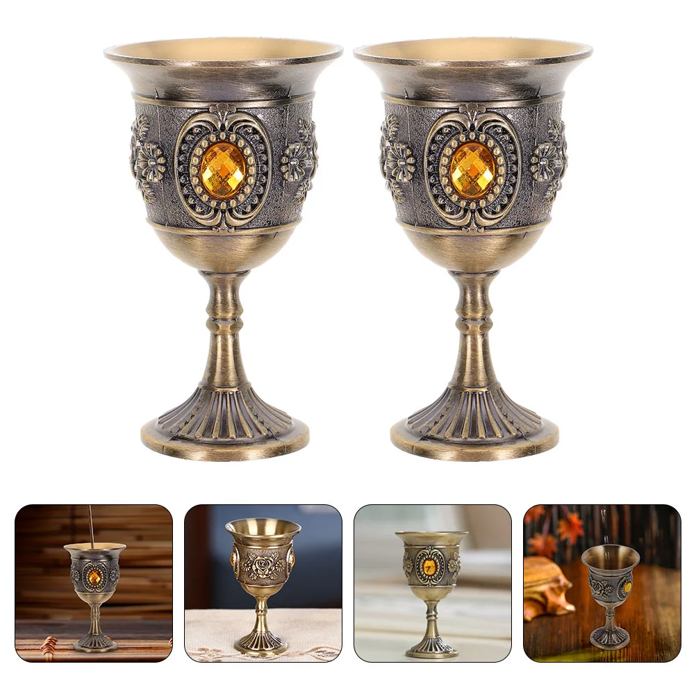 

2 Pcs Metal Goblet Cup Multi-function Delicate European Whiskey Glasses