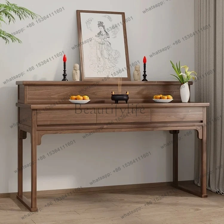 new Chinese-style solid wood middle hall table double-layer Buddha table incense table living room altar