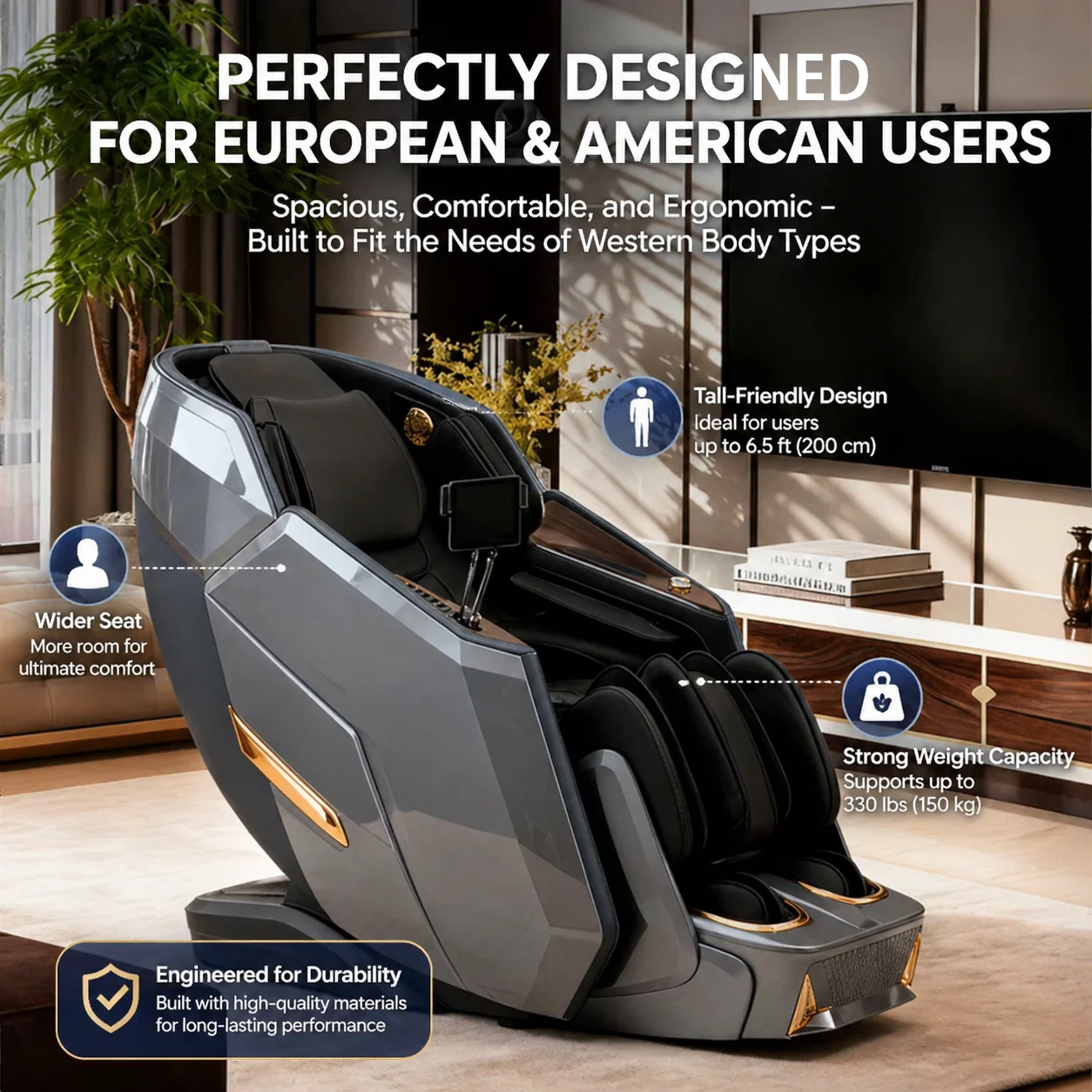 Zero Gravity 4D Massage Chair Luxury Ai Body Scan Sl Track Shiatsu Heating Airbags Calf Rollers Home Seniors Business