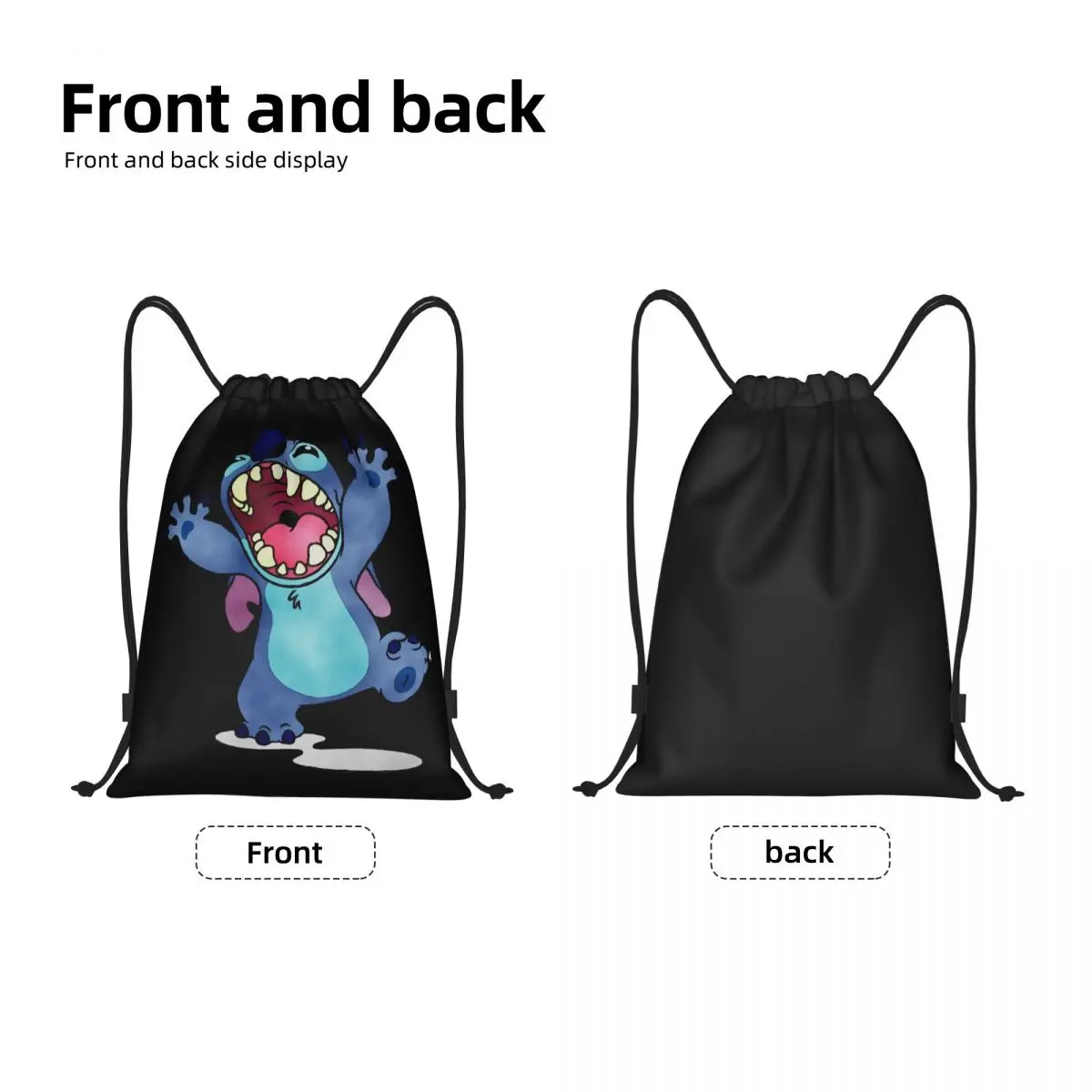 Custom Stitch Leeuw Trekkoord Tas Vrouwen Heren Draagbare Sportschool Sport Sackpack Anime Cartoon Shopping Rugzakken