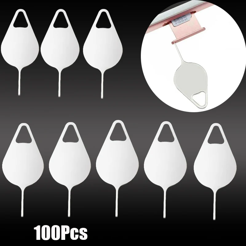 

100 шт., инструмент для извлечения SIM-карты из нержавеющей стали, лоток для SIM-карты мобильного телефона, открытый штифт, выталкиватель карты, игла для удаления штифтов