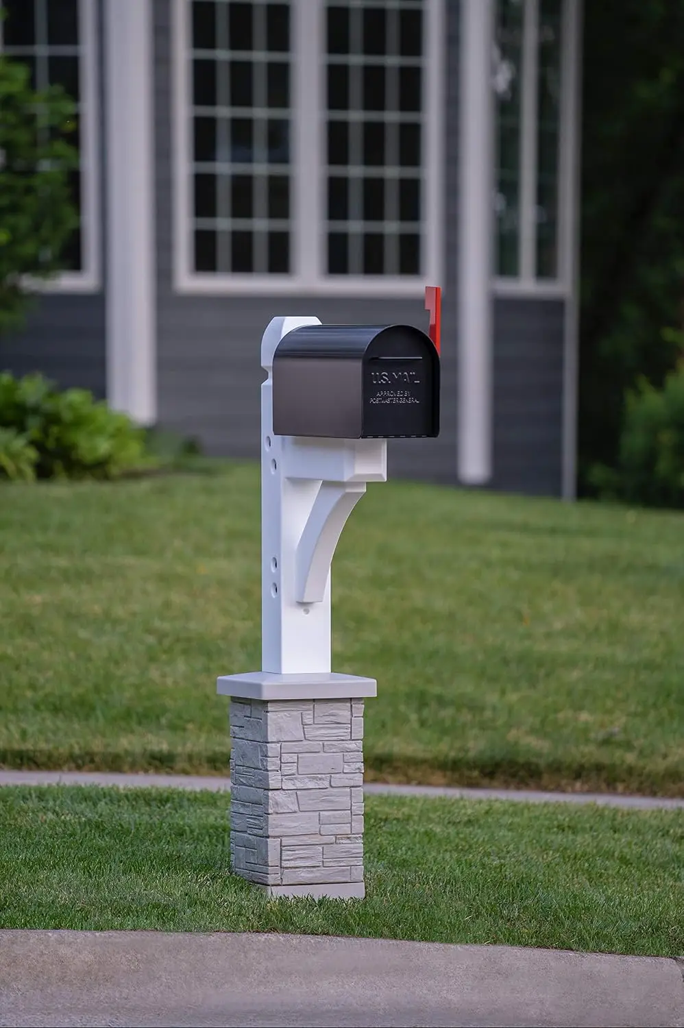 Classic Mailbox Post Set With Cross Arm, Heavy Duty Outdoor Support Stand For Mailboxes, Weather Resistant All Season Vinyl Post Mount Bracket Lawn Yard Entryway Decor, White