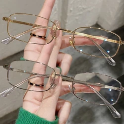 Y2K Harajuku Metal Square Frame Glasses for Women Men Retro Small Glasses Japanese Glass Eyewear Decorative Anti-blue Eyeglasses