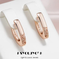 SYOUJYO New Fashion 585 Rose Gold Color Hoop Earrings For Women Vintage Glossy Bride Wedding Fine Jewelry Luxury English Earring