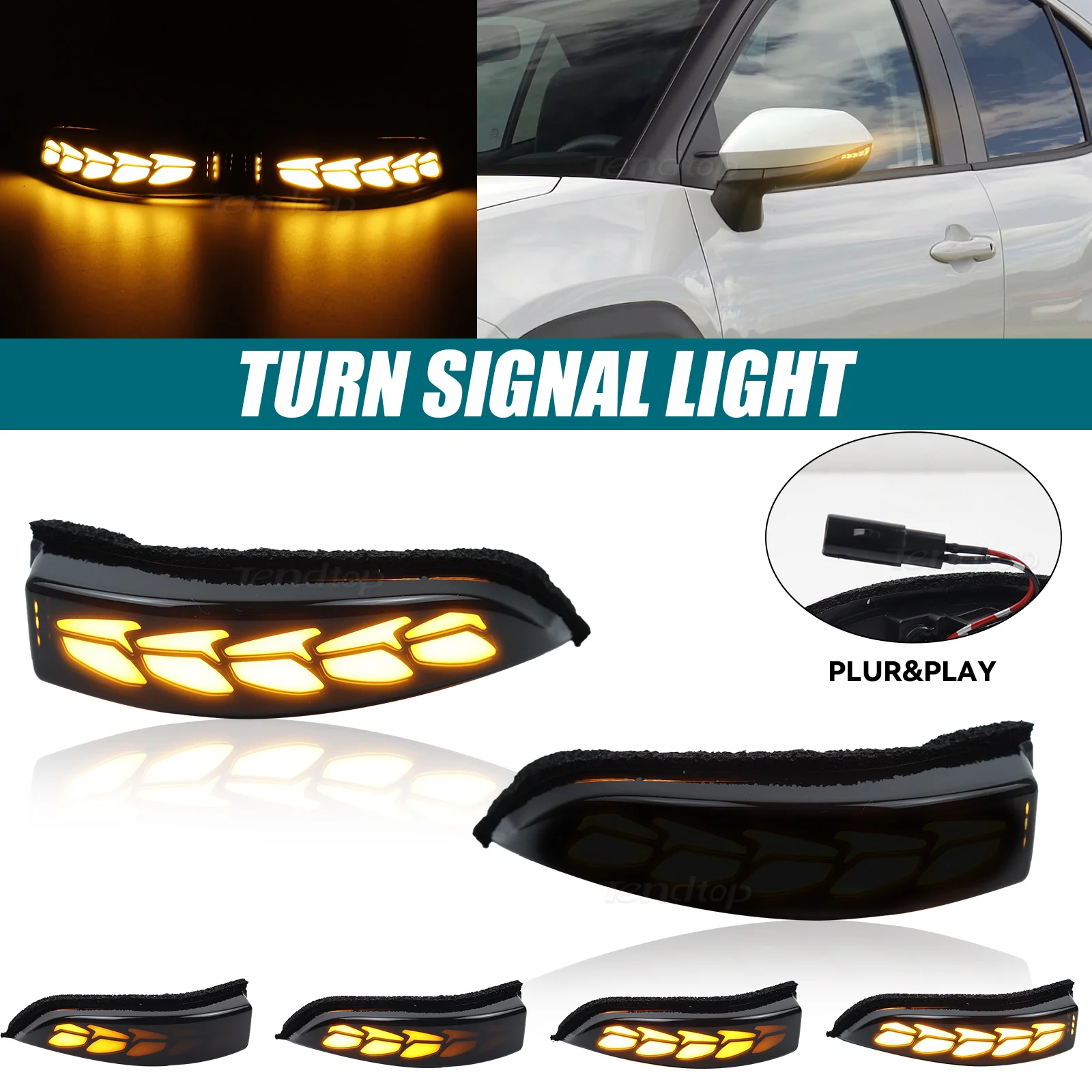 2Pcs Dynamic LED Turn Signals Light  Rearview Mirror Lamps for Toyota Corolla Camry Prius Vios CHR Yaris Venza Avalon Altis