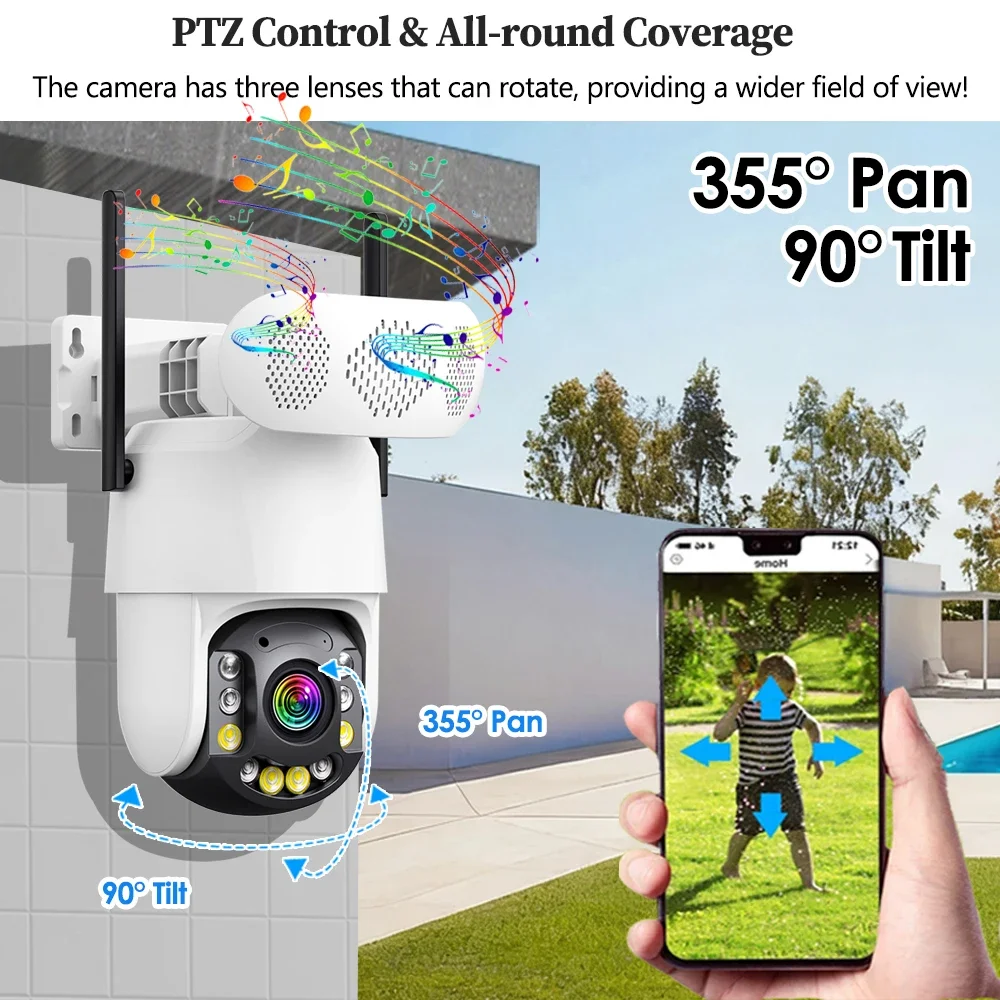 ICsee App 5MP سمّاعات بلوتوث واي فاي PTZ 50X كاميرا زووم مقاوم للماء في الهواء الطلق اللاسلكية Cctv الأمن اللون للرؤية الليلية كاميرا IP #6