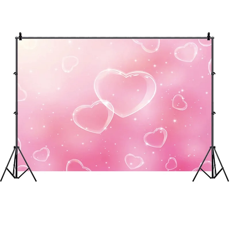 Early 2000s Photography Backdrop Girls Birthday Party Pink Hearts Butterfly Decorations Romantic Photo Background Props Banner