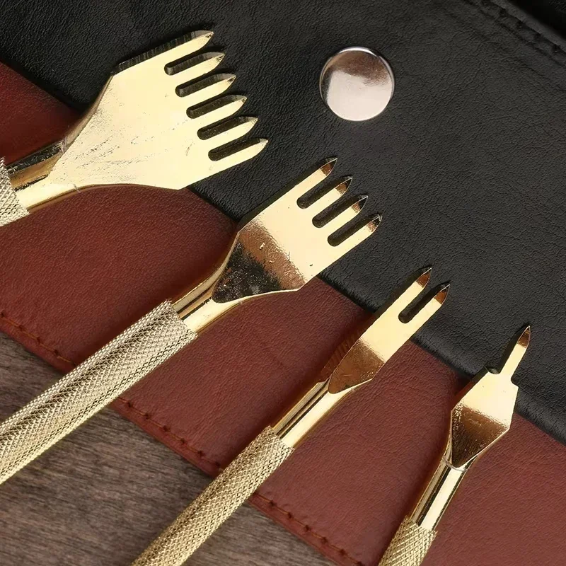 Fenrry 3/4/5/6mm Spacing Punch Set for Leather Hole Punches Tool Lacing Stitching Sewing DIY Leather Craft Tools 1/2/4/6 Prong