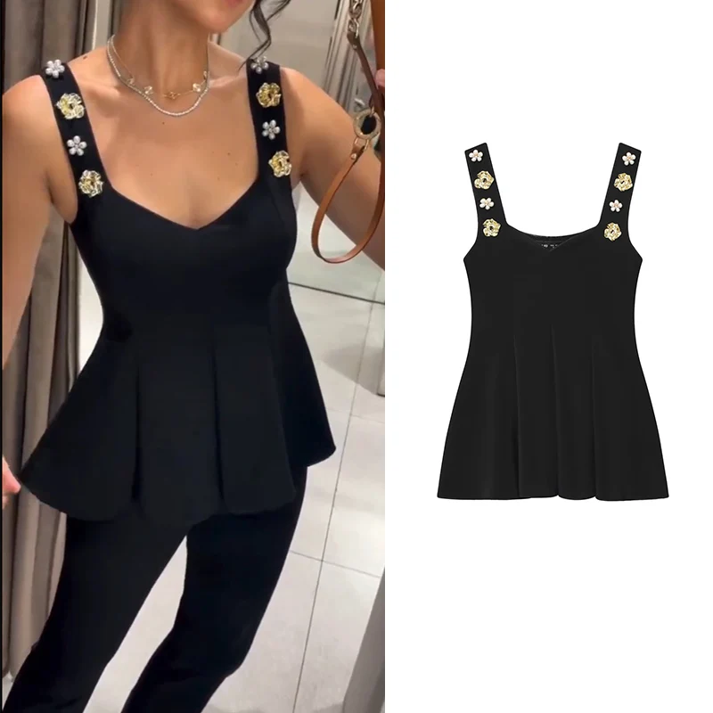 

Autumn Women's Tops 2025 New Fashion Slim Elegant Deaded Women's Camis Tops Street Chic Youth Travel Party Tops