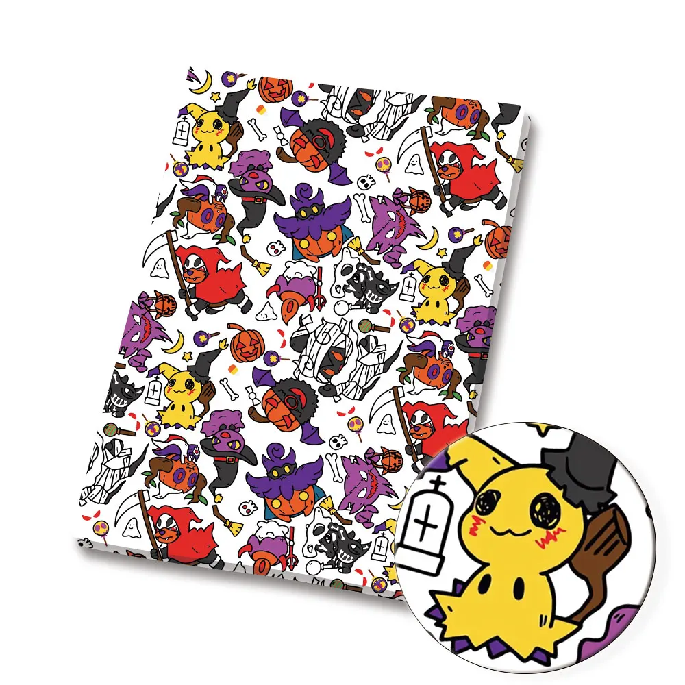 Tissu de dessin animé Pokemon pour enfants, patchwork de couture fait à la main, courtepointe, robe de bébé, feuille de maison, tissu imprimé, 140x50cm