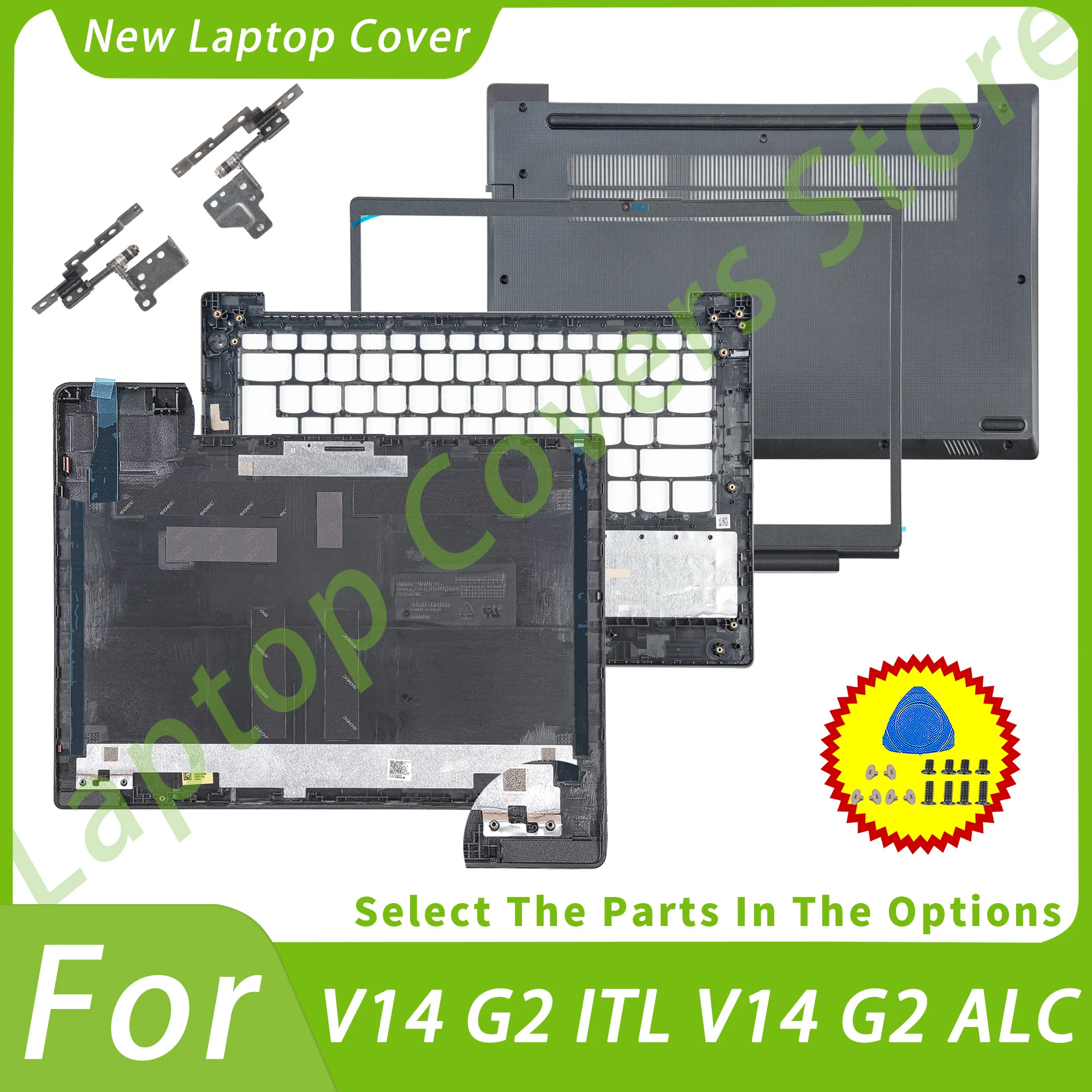 جزء إصلاح جديد لـ V14 G2 ITL ALC IJL LCD الغطاء الخلفي الإطار الأمامي Palmrest الغطاء السفلي أجزاء الكمبيوتر المحمول إصلاح HV460 14 بوصة #1