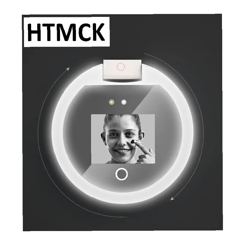 HTMCK LED UV Visual Makeup Mirror, Portable Sunscreen Detector, Multifunctional Compact Travel Size Cosmetic Mirror