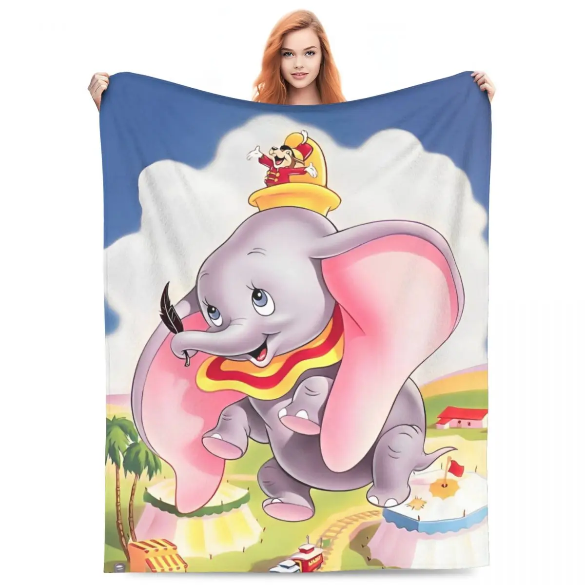 Fantasy Drama Dumbo Flannel Blankets Cartoon Creative Throw Blankets for Home Hotel Sofa 200x150cm Plush Thin Quilt