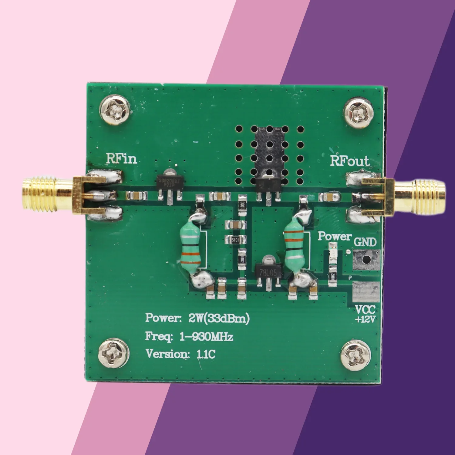 1-930MHz 2W RF Amplifier RF Broadband Power Amplifier Module for Radio Transmission FM HF VHF