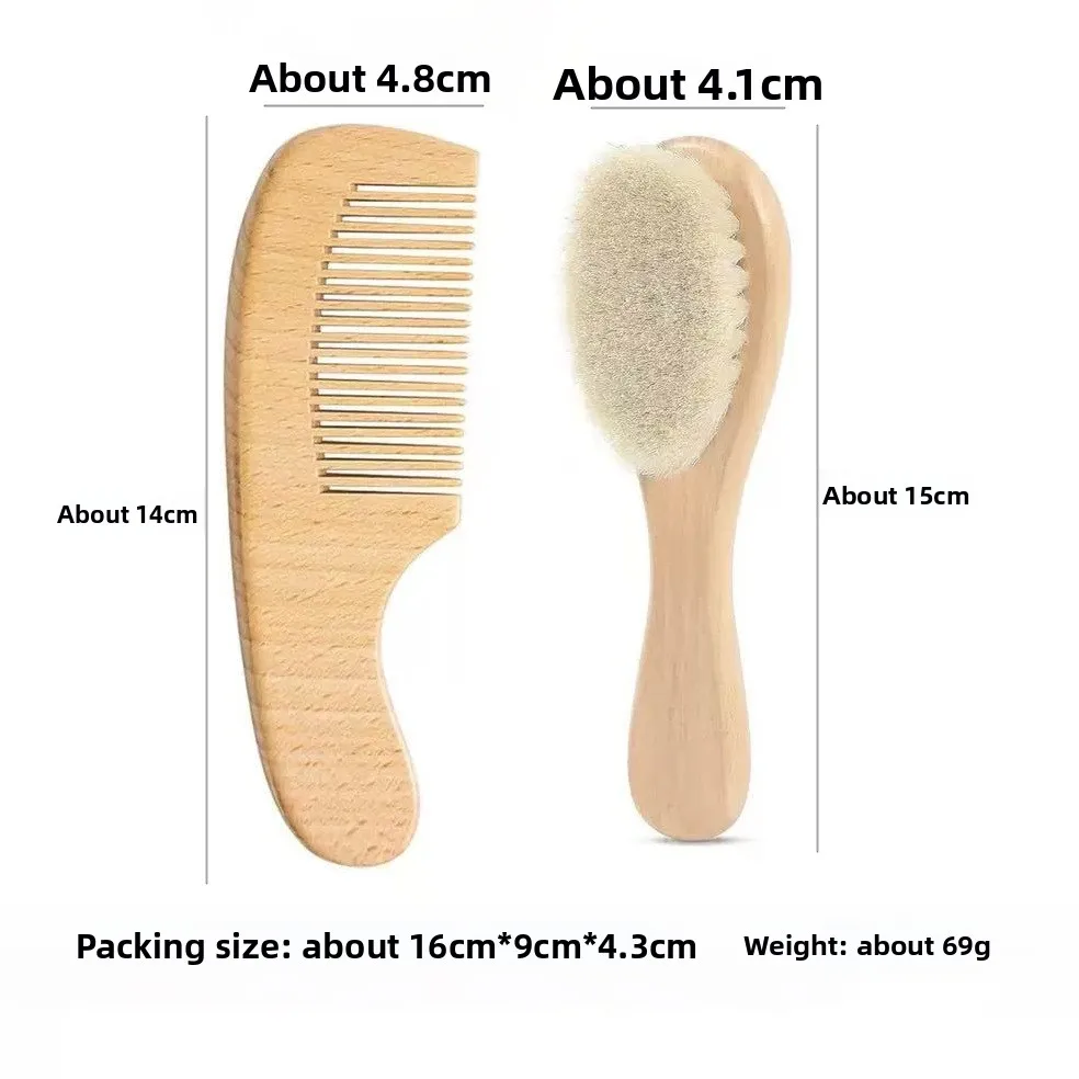 2pcs Comb and Brush Set Baby Care Beech Wood Brush and Comb Gift Set