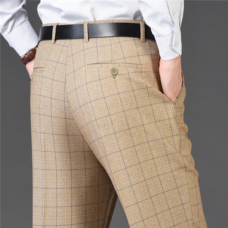 

Men's Woolen Fce Busin Casual Pants Autumn Winter Thi Loose Dad Sle Cheered Straight Leg Trousers for Middle-Aged