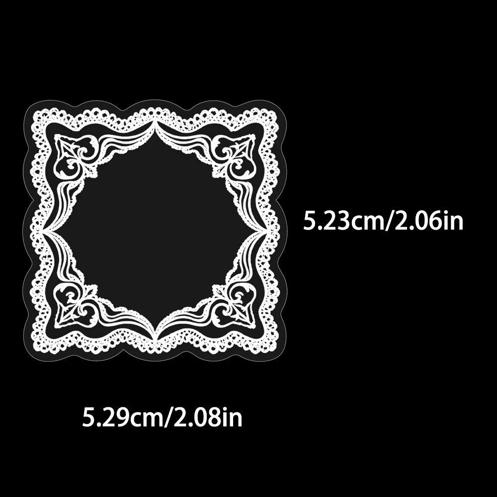 50Pcs Transparent PET White Hollow Lace Frame Stickers, Vintage Lace Border Decorative Stickers for Scrapbook Journal, Card