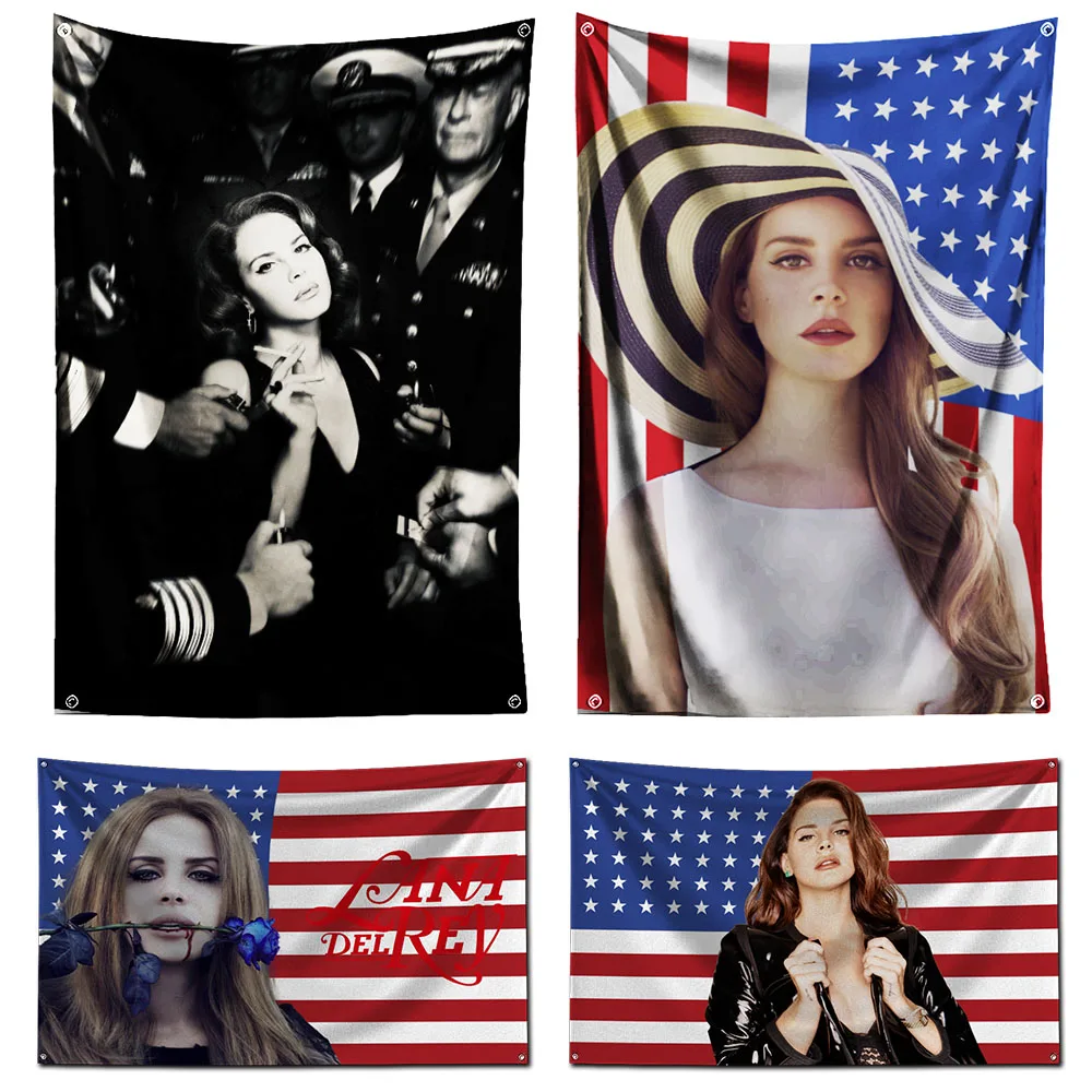 90x150cm American singer Lana Del Rey Flag arazzo, decorazione della parete, stanza estetica, arazzo Art déco dormitorio Banner