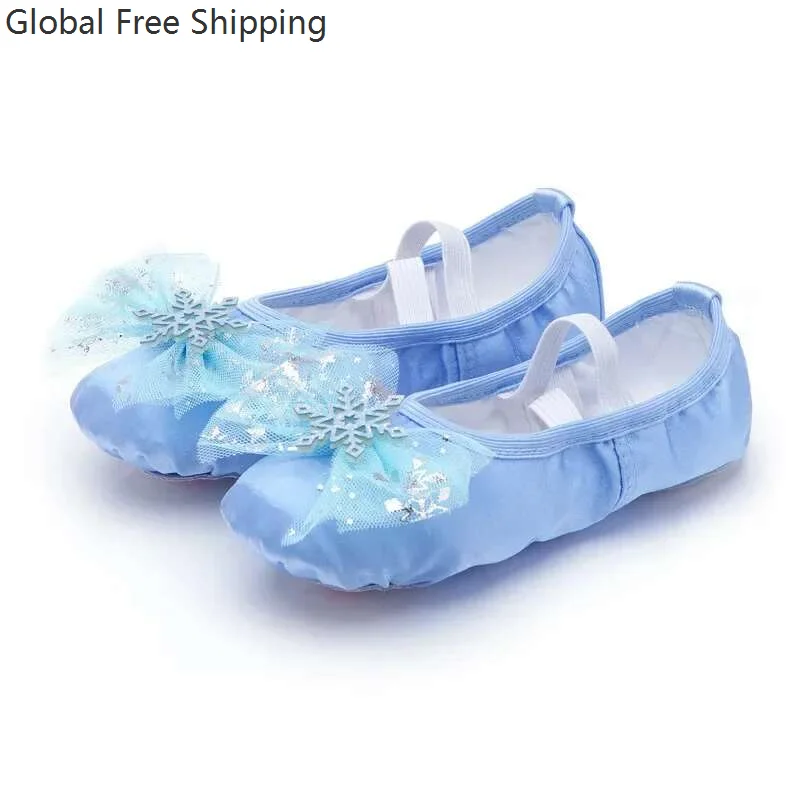 Chaussures de danse princesse mignonnes à semelles souples, chaussures d'entraînement pour adultes et enfants filles, patte de chat, danseuse de Ballet chinoise, motif flocon de neige