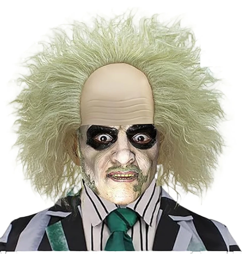 شعر صناعي تنكري مقاس 10 بوصات، Yin-Yang Mage، Beetle، المهرج الأخضر، شعر مجعد، أداء مرحلة حفلات الهالوين، شعر مستعار أصلع #3