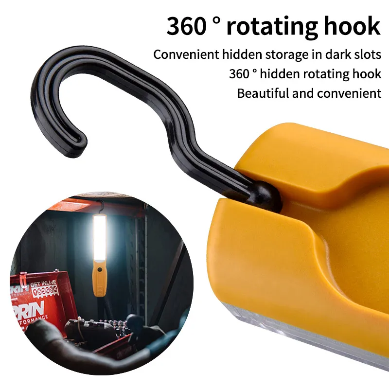 LED Flashlight Rechargeable Work Light with Magnetic Base and Hanging Hook 3 Modes Floodlight for Car Repair Grill Outdoor Use