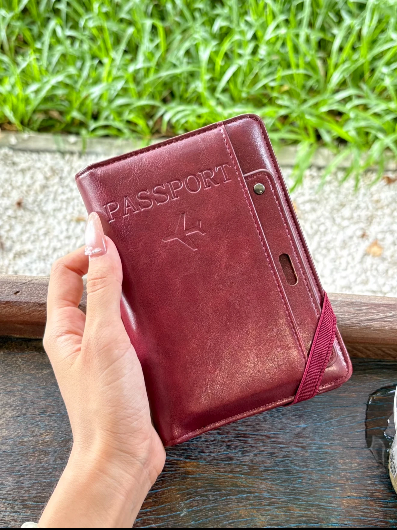 

Anti-Theft RFID Passport Holder with Card Slots and Immunization Card Storage Bifold Wallet for Men Women Business Style