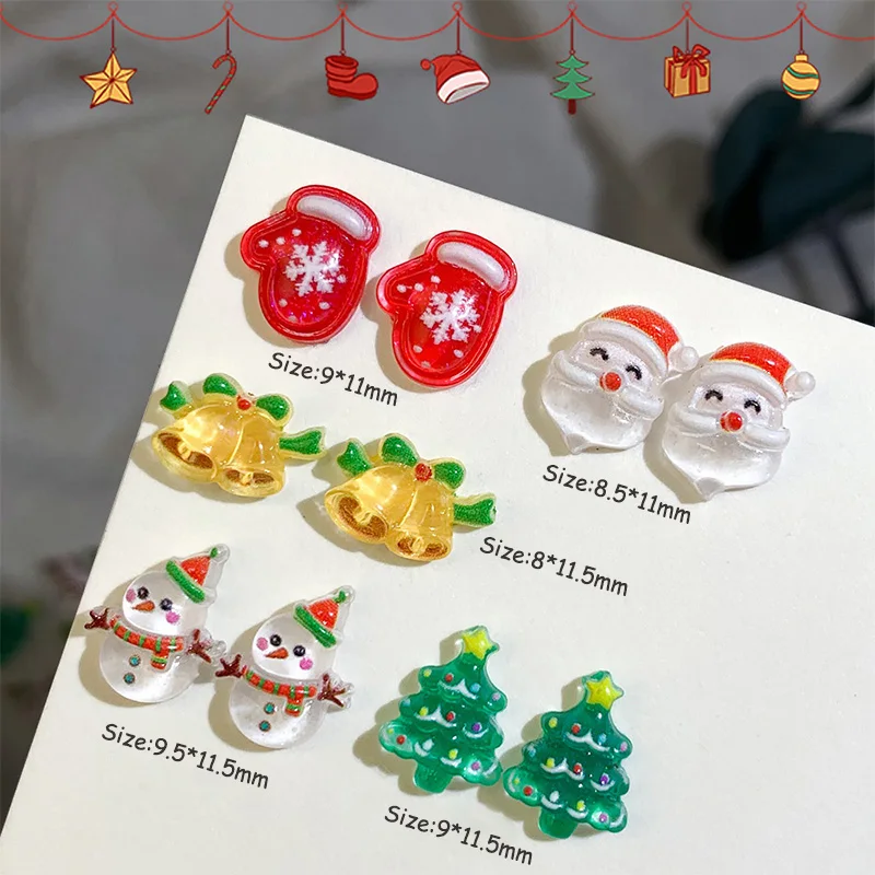 20 قطعة ثلاثية الأبعاد مختلط عيد الميلاد مسمار الفن السحر Kawaii شجرة عيد الميلاد سانتا كلوز الرنة قفازات مسمار أجزاء لتقوم بها بنفسك مسمار الديكور