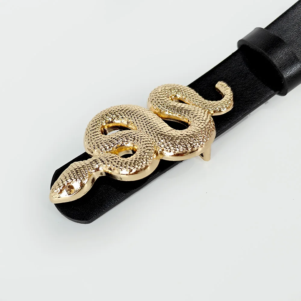 حار بيع جديد أزياء الأفعى حزام مشبك مع بو حزام جلد للنساء اللباس مصمم الأحزمة السوداء نمط الغربية خمر للفتيات