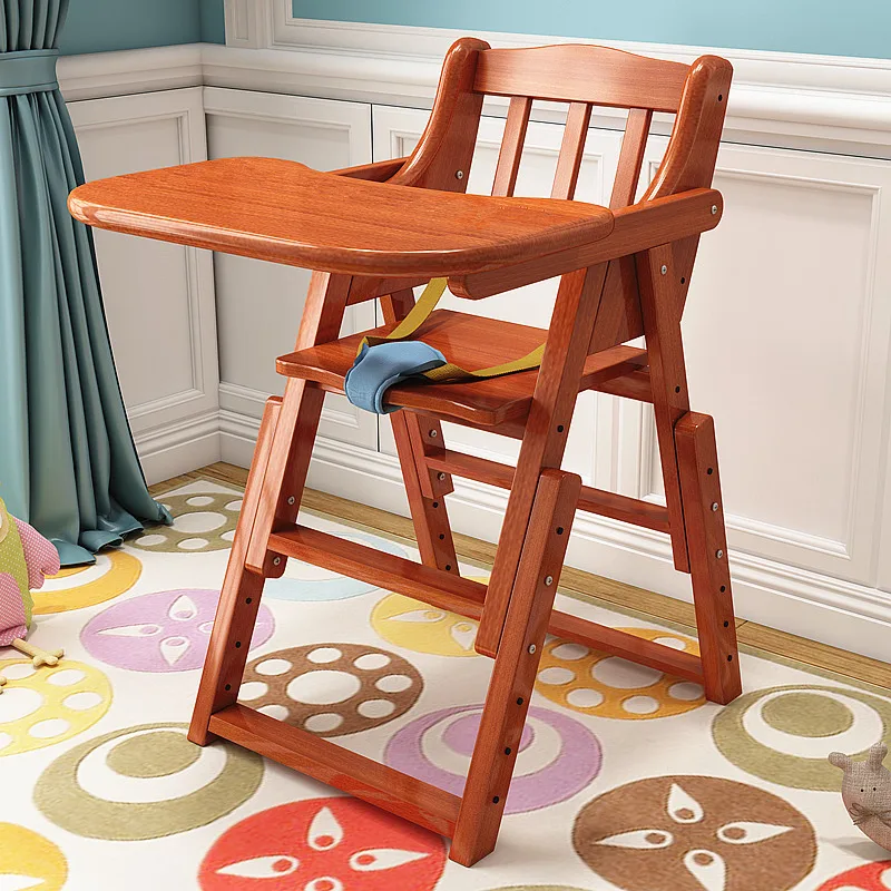 Strolex Baby Dining Chair, Children's Dining Table Chair, Portable, Foldable, Multifunctional Baby Solid Wood Backrest Chair