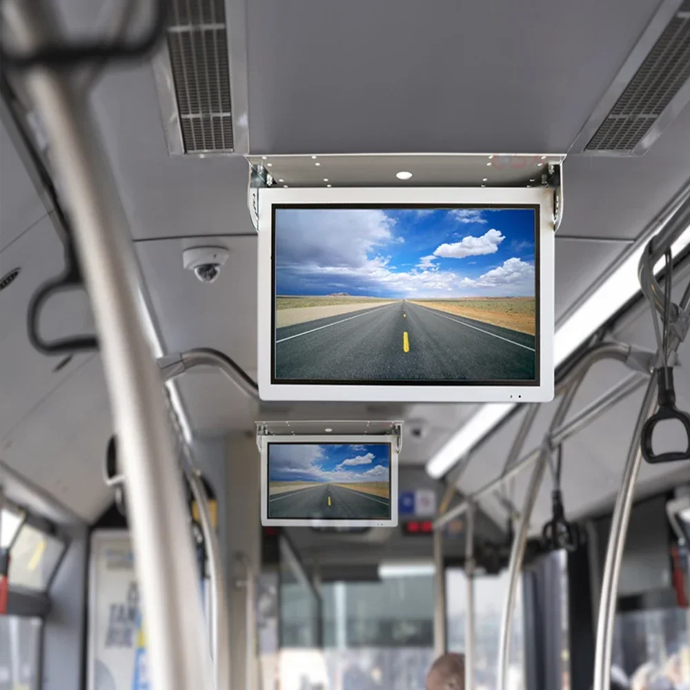 2026 QZ-2151W 21.5 Inch Flip Down HD LCD City Buses Monitor AV/HD-MI Input Vehicle LCD Video Display Screen Bus Lcd Monitor