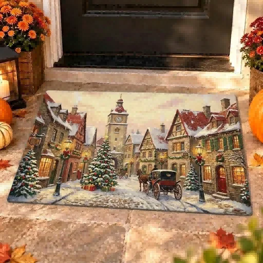 Square Door Mat Rug with Diatom Mud Surface, Anti-Slip Rubber Base for Bathroom, Toilet and Home Entrance