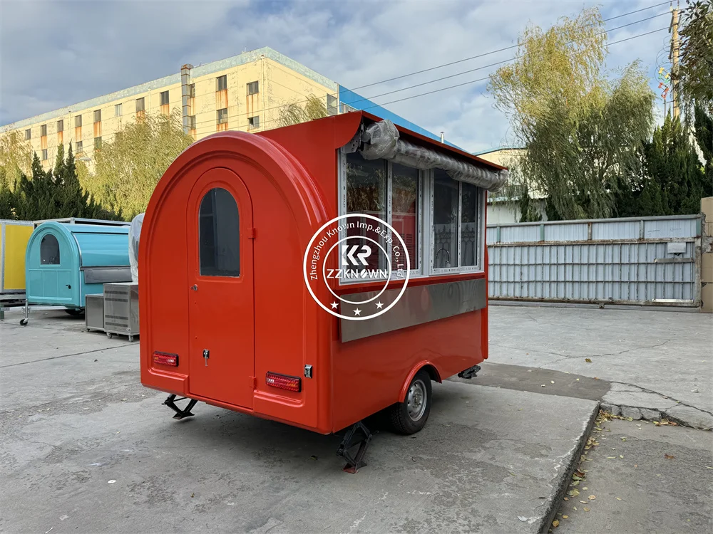 Koffiekiosk Concessie Food Truck Van Ijs Snackwagen Aangepaste volledig keukenapparatuur Voedselaanhangwagen met wielen