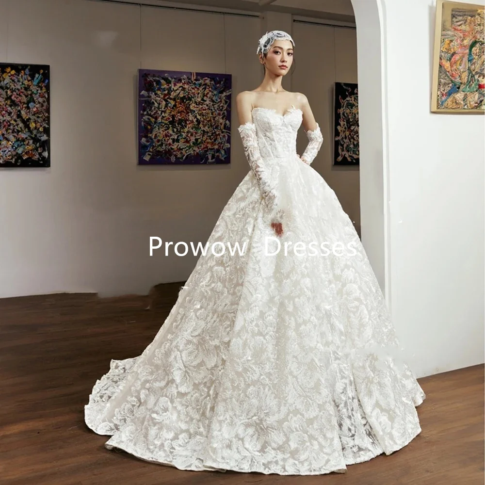 Prowow Rotterdam Kly Full Lace 3D Fleurs Mini Robes de Mariée Courtes, Gants, Corset Sans Bretelles, Jardin, Robe de Mariée, Robe de Bal Personnalisée