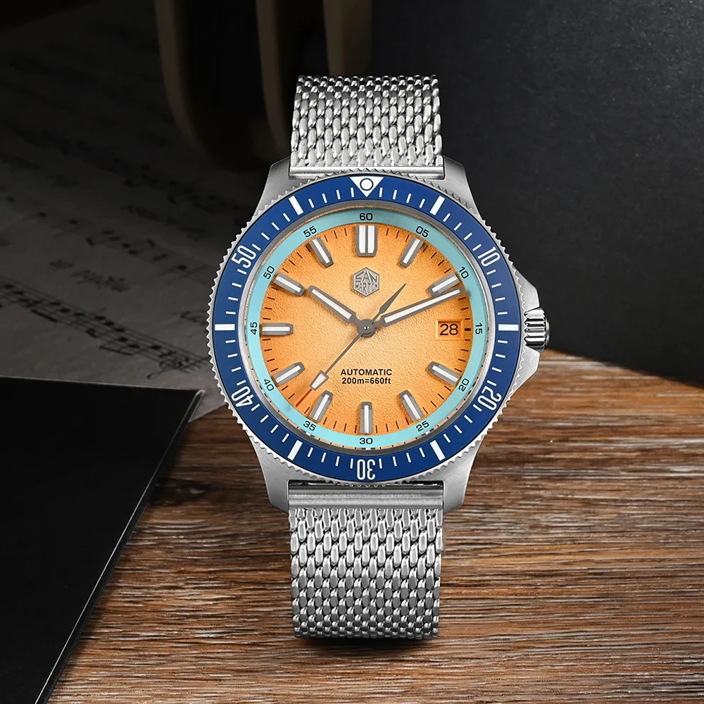 San Martin SN0118 40mm Dive Watch NH35 Automatic Mechanical Men Watch Original Design Fashion Sapphire Waterproof 200m Luminous