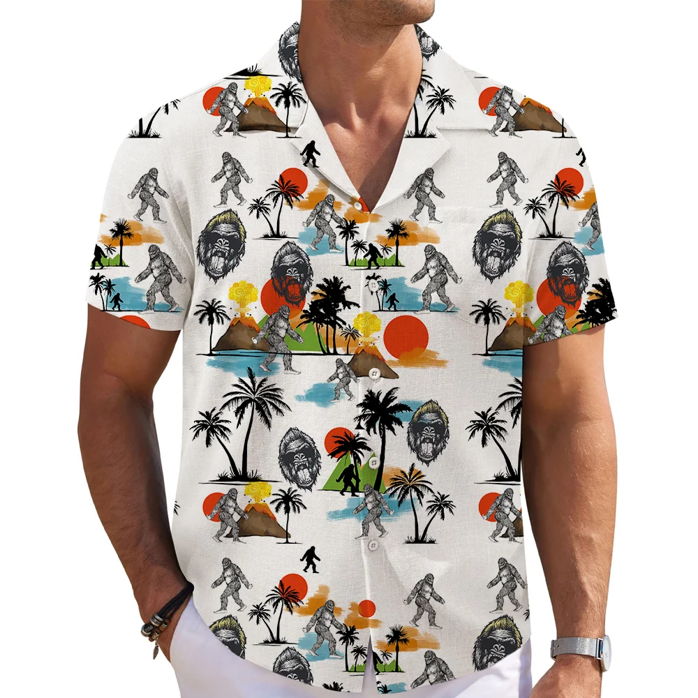 New Men's Shirt Little Yellow Duck Hawaiian Beach Trendy Lapel Short Sleeve Shirts 3D Printed Casual Fashion Blousemen's Clothin