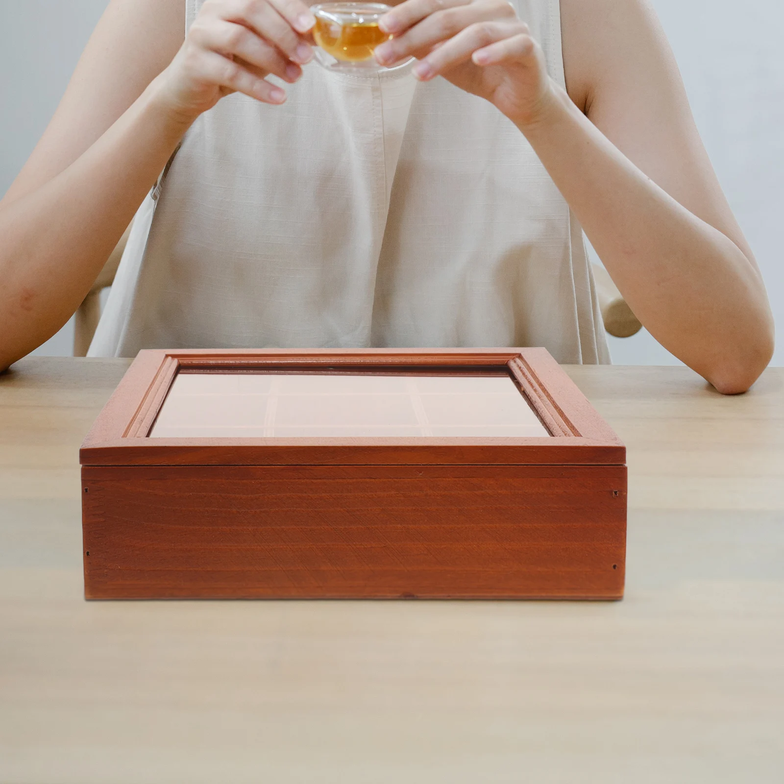 

Tea Bag Organizer Box with Multi Grids Clear Window Compact Tea Storage Case for Home Office Coffee Bar Candy Sundries