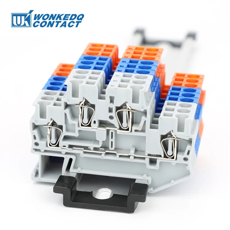 STTB2.5 50Pcs Double Level Electrical Connectors 2 Layer Spring-cage ST Type Wiring Return Pull STTB 2.5 Din Rail Terminal Block