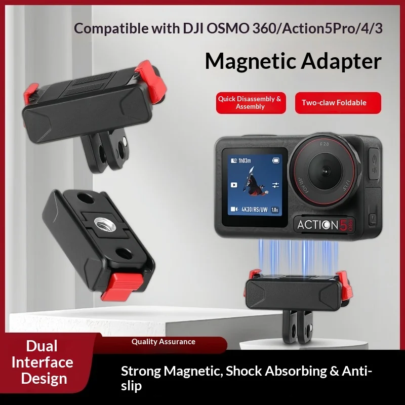 

Compatible with DJI Action 5 Pro/4/3 Magnetic Quick-Release Base Adapter for Osmo 360 Latch Accessories