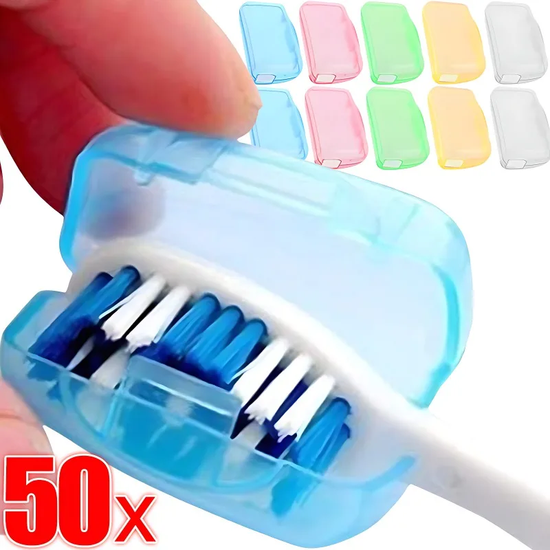 50/5Pcs Toothbrush Head Cover Case Cap Portable Travel Hike Camping Brush Protect Teethbrush Storage Organizer Bathroom Supplies